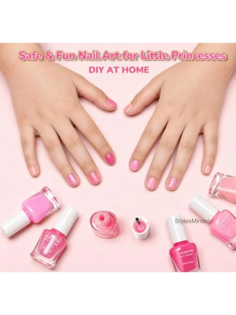 Kids Water-Based Nail Polish Set, Quick Dry Non-Toxic, 10 Pieces